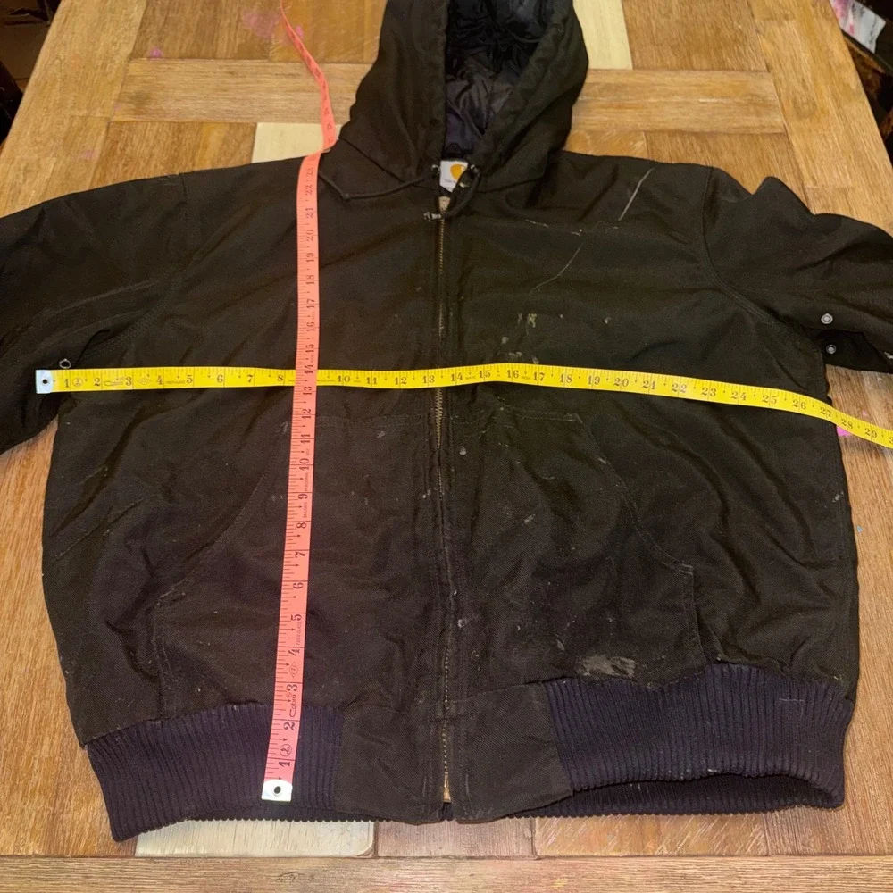 Carhartt Active Jacket Mens Large Black flaws Lined Hooded Nylon J162 BLK